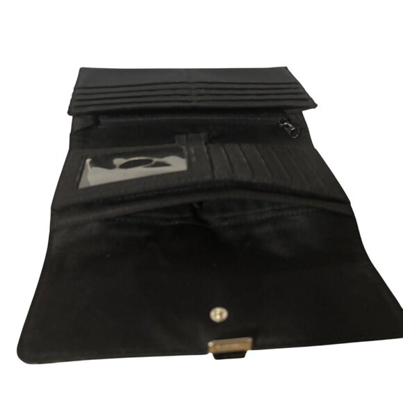 Liz Claiborne Croc Embossed Clutch Wallet Black Faux Leather - Picture 12 of 15